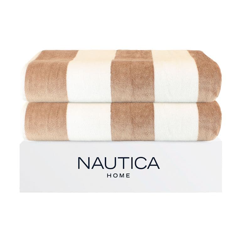 2 Toallas de Playa Home 100% algodon 163x81cm CABANA beige