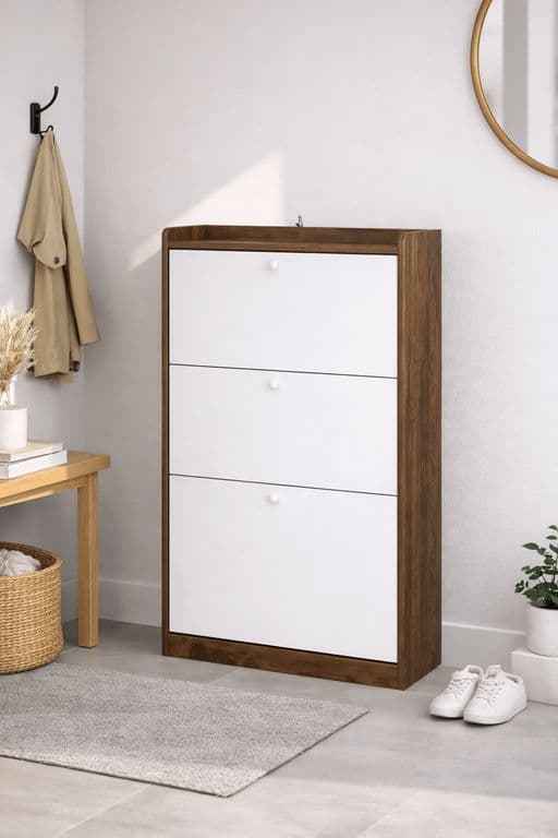Organizador de Zapatos Velux Blanco/Madera 18 Pares Diseno Moderno 1146024