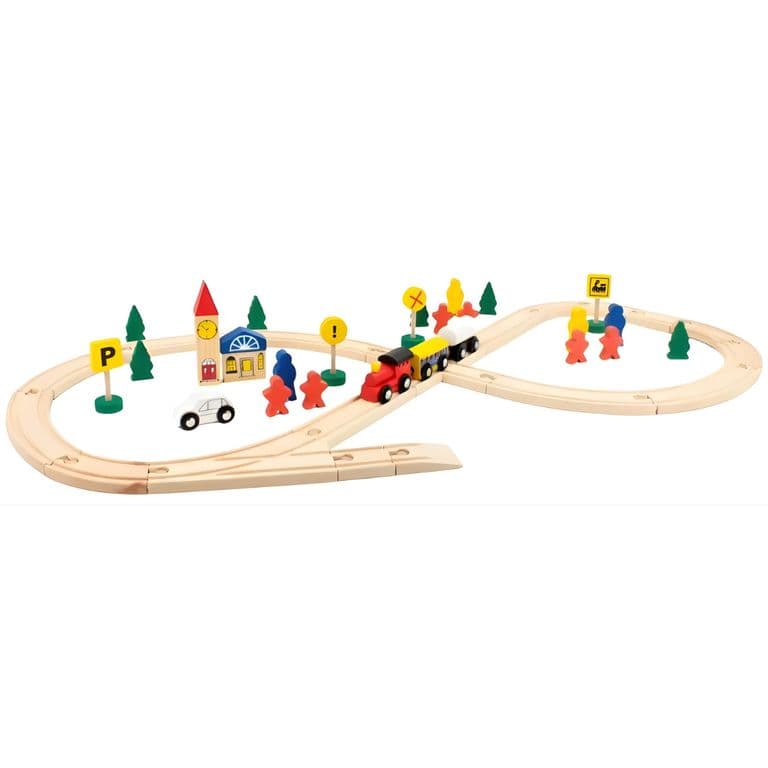 Juguete de Madera Pista de Tren 48 Piezas