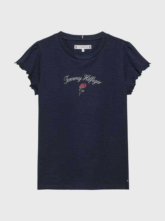 Polera Con Logo Script Grafico De Nina Azul Azul 2