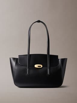 Cartera Tote Con Solapa Superior Negro Negro TALLA UNICA