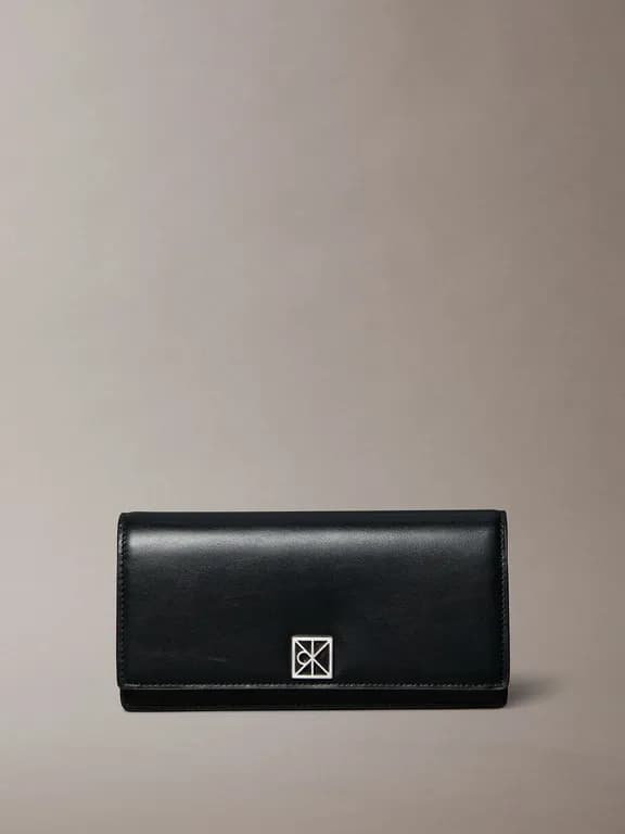 Billetera Plegada De Cuero Con Logo Monograma Negro Negro TALLA UNICA