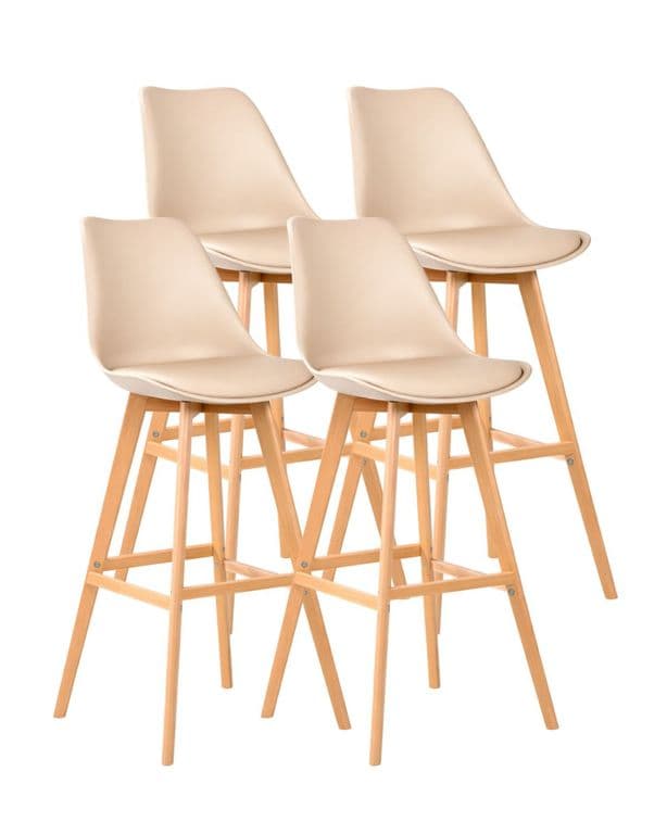 PACK 4 TABURETES TULIP ACOLCHADO 76 CM Beige