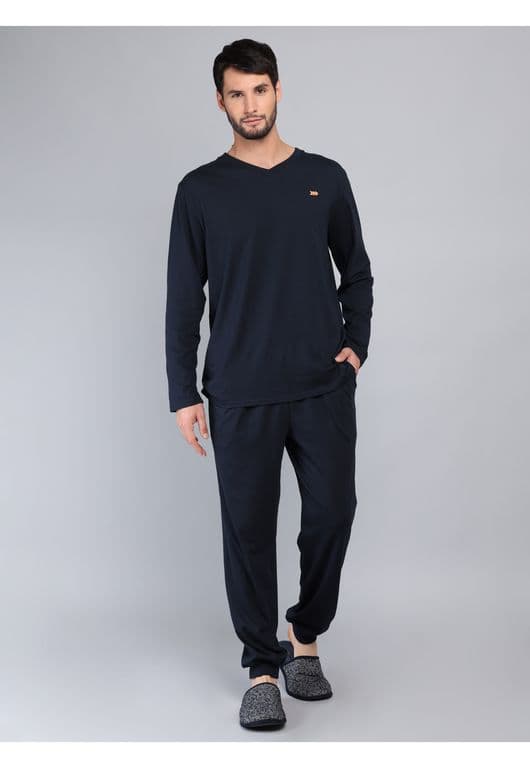 Pijama Largo Regular Fit Azul Azul S