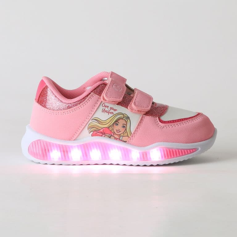 Zapatilla Luces Nina Velcro Brillos Rosado Rosa 24