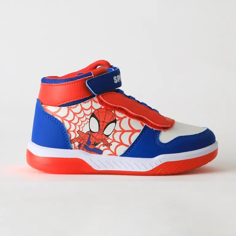 Zapatilla Cana Alta Nino Luces Spidey Blanco Rojo 27