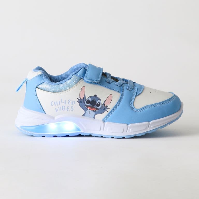 Zapatilla Luces Nina Velcro Lilo & Stitch Azul Celeste 25