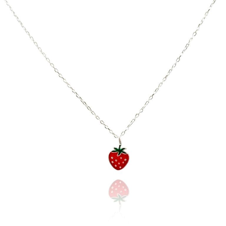 Collar Frutilla Eslabon Plata Fina 925 Plateado TALLA UNICA