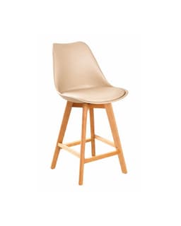 Taburete Tulip Wood Acolchado 66cm Beige