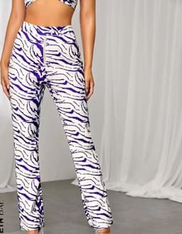 Pantalon Multicolor Estampado Cebra de Pierna Recta Multicolor S