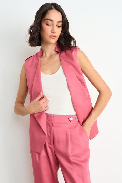 Tapado Liso Sin Mangas Mujer Rosa Coral Rosa 46