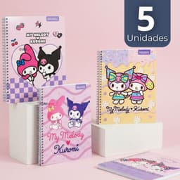 Pack 5 Cuadernos Universitario My Melody & Kuromi 7mm 100 Hojas Disenos Surtidos