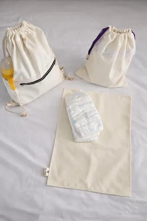 Panalera Bebe mochila de lona Set 3 en 1 + Bolsa Impermeable y Mudador Portatil confeccion nacional