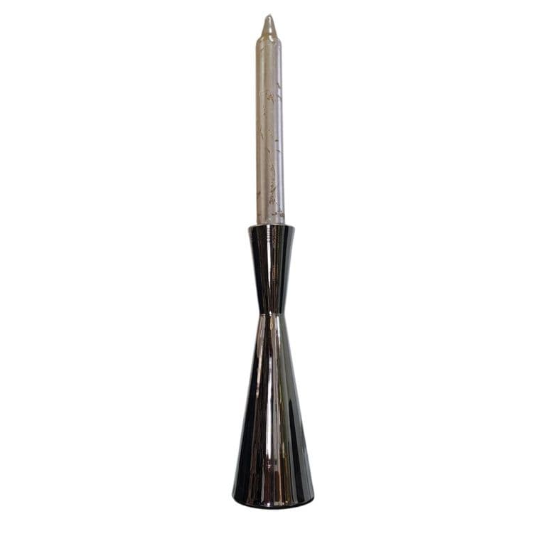 Candelabro de metal plateado 22 cm
