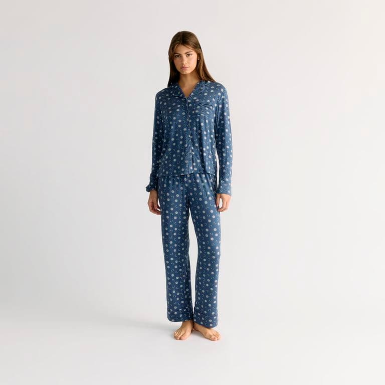 Set Pijama Camisero Lunas Dreamy Azul XS