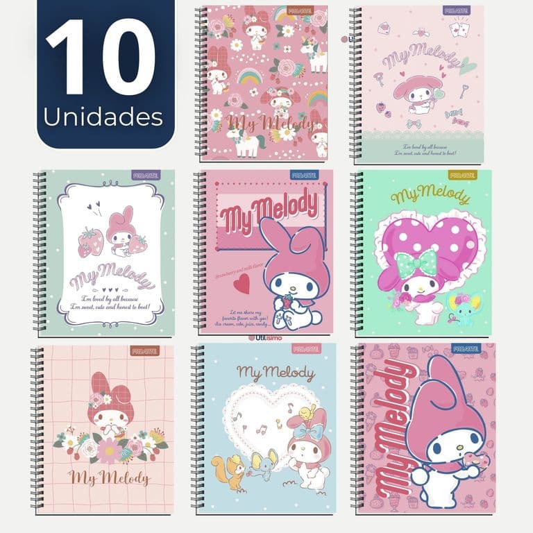Pack 10 Cuadernos Universitarios My Melody 100 Hojas Disenos Surtidos