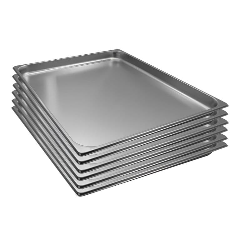 Bandeja Gastronomica GN 2/1 x 40 mm Acero Inox. Pack 6 Unidades