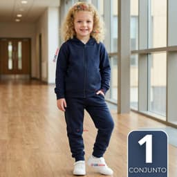 Conjunto Escolar Buzo Pantalon Y Poleron 100% Algodon Nina Unisex Azul 3 a 16 anos Azul 4