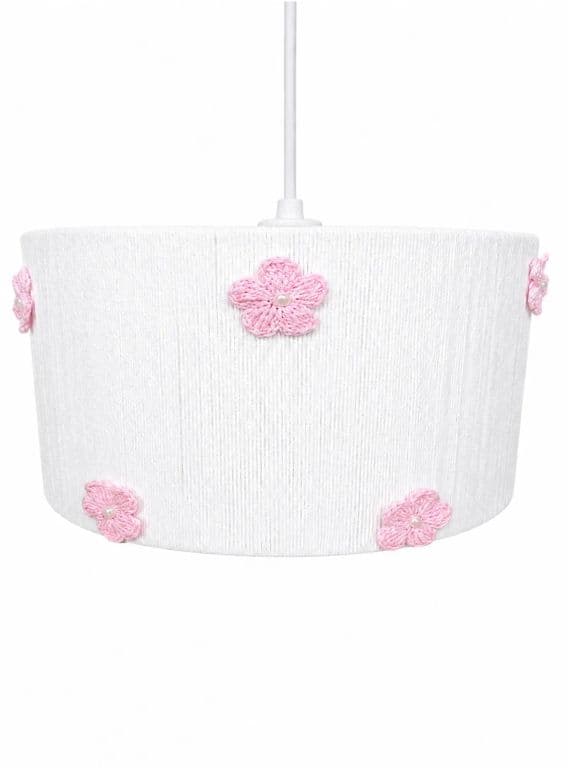 Lampara Infantil Colgante - Linea Crochet Flores Rosadas