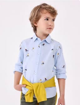 1 CAMISA ESTAMPADA ALGODON Celeste 2 ANOS