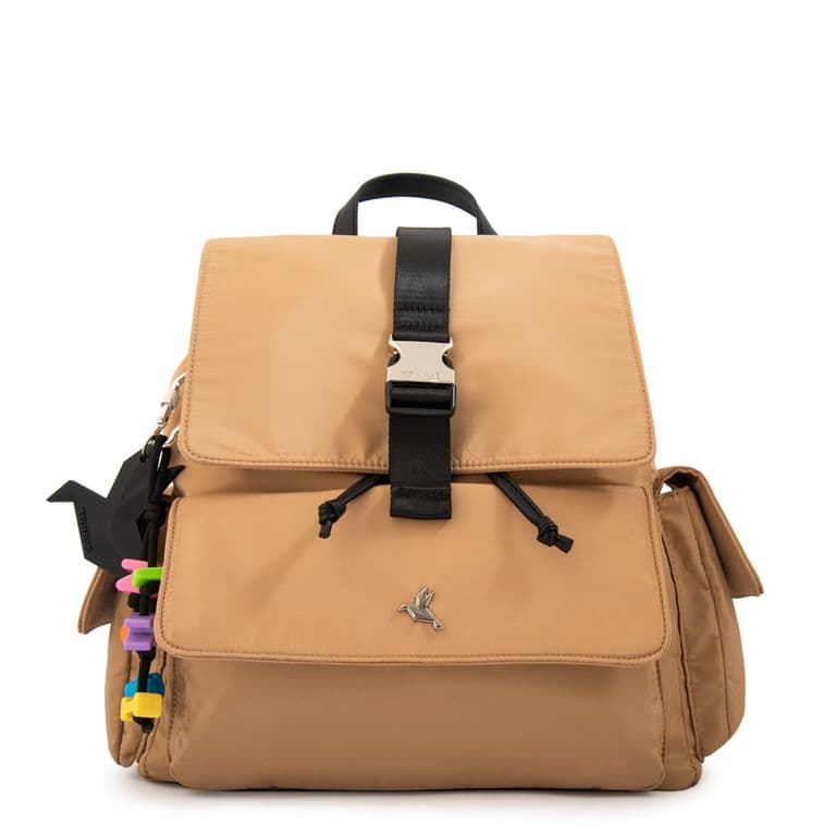Mochila con tapa melania mediana beige oscuro Marron TALLA UNICA