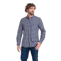 CAMISA MANGA LARGA OXFORD CUADROS HOMBRE LEON Azul Marino M
