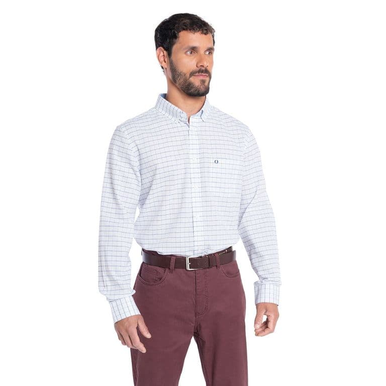CAMISA MANGA LARGA OXFORD CUADROS HOMBRE LONDRES Azul L
