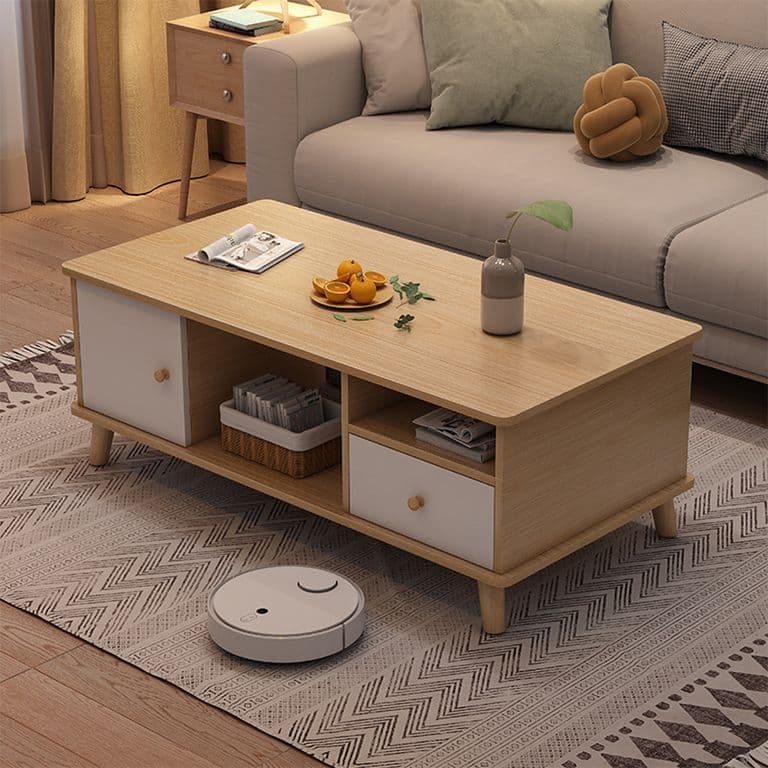 Mesa de Centro 100x48x45 cm con Cajon y Puerta Color Madera