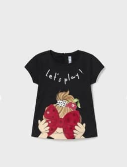 Polera manga corta estampada bebe nina Negro 12 MESES