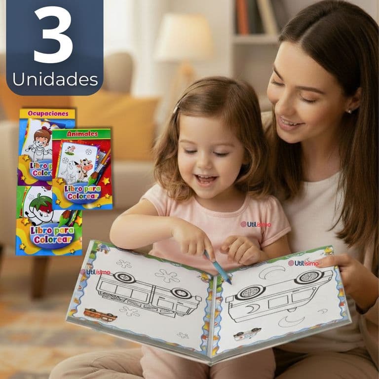 Pack 3 Libros Para Colorear Pintar Educativo Disenos Surtidos