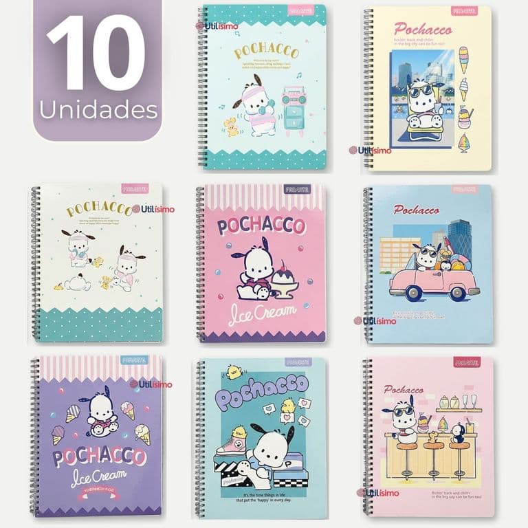 Pack 10 Cuadernos Universitarios Pochacco 100 Hojas Disenos Surtidos