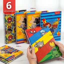Pack 6 Cuadernos Universitario Marvel Heroes Kawaii 150 Hojas Tapa Gruesa Disenos Surtidos