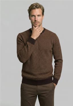 Sweater Leeds Camel Melange Beige XL
