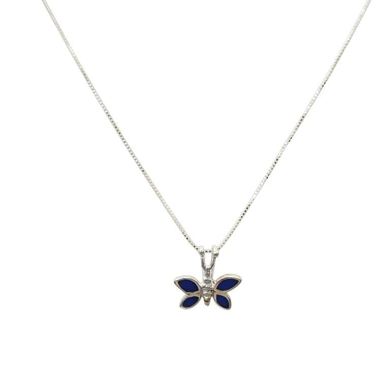 Collar Mariposa Lapislazuli Plata Fina 925 Plateado TALLA UNICA