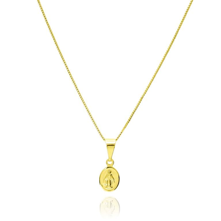 Collar Virgen de los Rayos Mini Veneciana Enchapado Oro 18K Dorado TALLA UNICA
