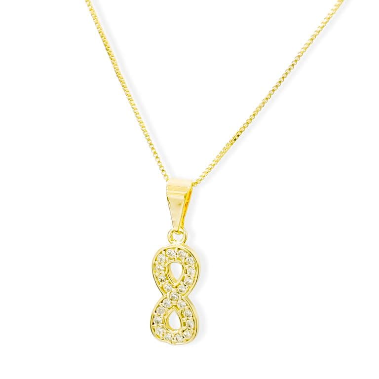 Collar Infinito Circon Veneciana Enchapado Oro 18K Dorado TALLA UNICA