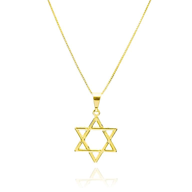 Collar Estrella De David 16mm Enchapado Oro 18K Dorado TALLA UNICA