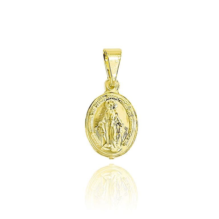 Colgante Medalla Virgen De Los Rayos 10mm Ovalado Enchapado Oro 18K Dorado TALLA UNICA