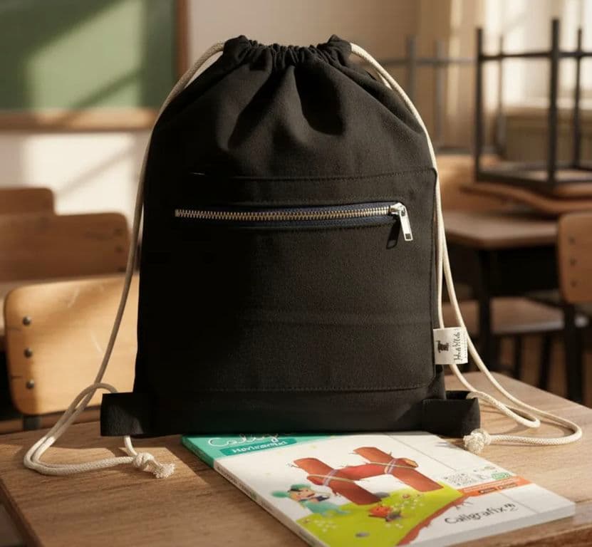 Mochila negra morral de lona multiuso Universidad Colegio bolso de viaje o deportes outdoor 40x30 cm Negro TALLA UNICA