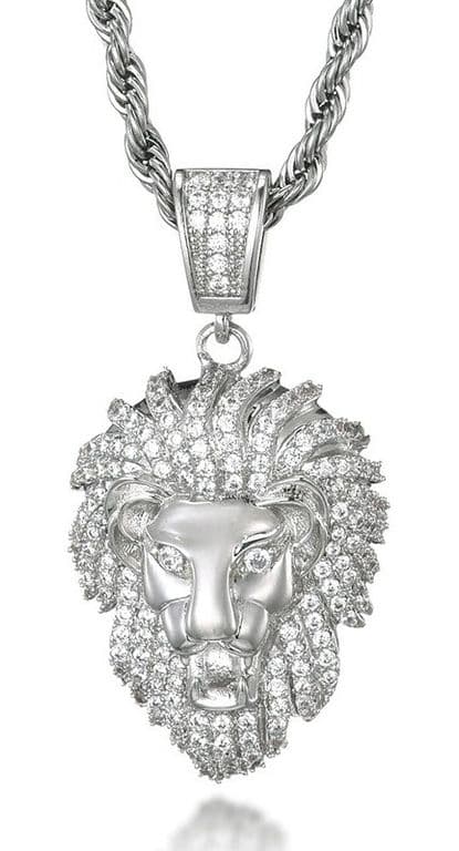 Collar Leon Silver Titan Hombres Caballero Moda 2021 Plateado TALLA UNICA