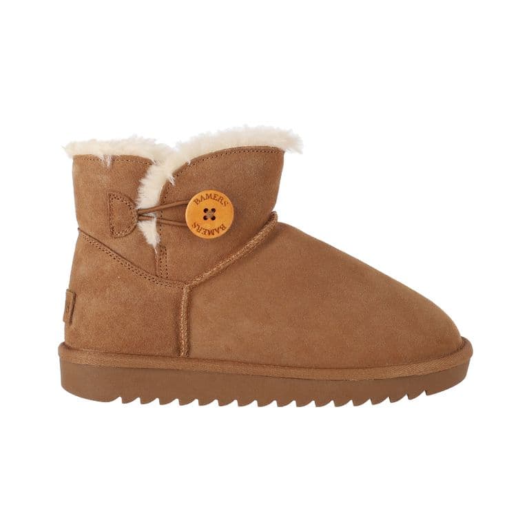Botas Mujer Cuero Blast Button Short Caramel Cafe Claro 35