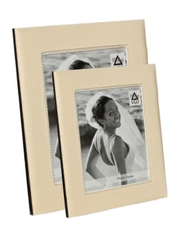 Marco simil cuero boda con detalle Blanco 15x21 cm Blanco