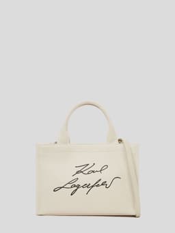 Cartera tote pequena de algodon con logo bordado Blanco Blanco TALLA UNICA