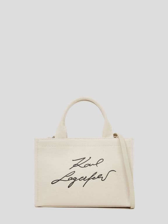 Cartera tote pequena de algodon con logo bordado Blanco Blanco TALLA UNICA