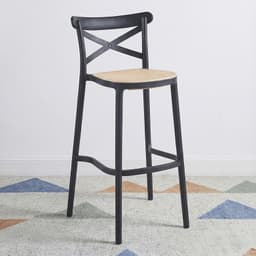 Taburete Piso Bar O Terraza Apilable 76cm Crossback Danubio Negro Negro