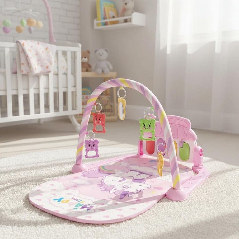 Alfombra Gimnasio Musical Con Piano Juguete Para Bebe Azul Rosa