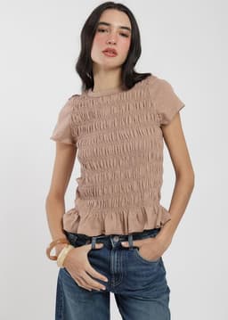 Polera Mujer Clasica Algodon Panal Cafe S