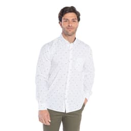 Camisa Manga Larga Oxford Estampada Hombre Blanco M