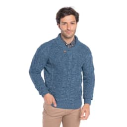 Sweater Cuello Cruzado Hombre Azul Marino S