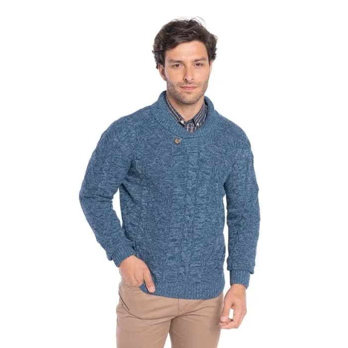 Sweater Cuello Cruzado Hombre Azul Marino S